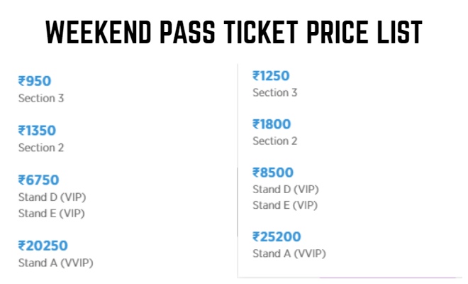 U Mumba Pro Kabaddi League 2019 Weekend Pass Tickets Price List