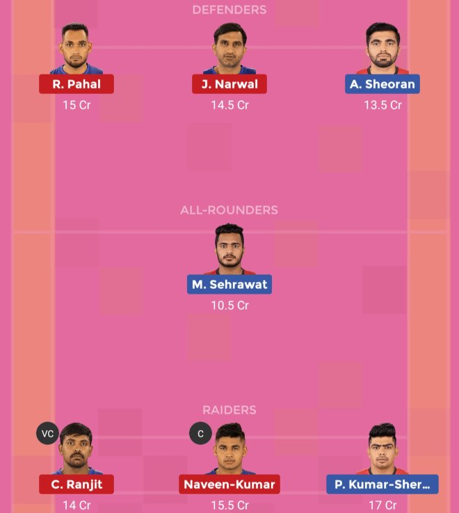 Dabang Delhi vs Bengaluru Bulls Dream11 Prediction Team 1 Match 56 Pro Kabaddi 2019