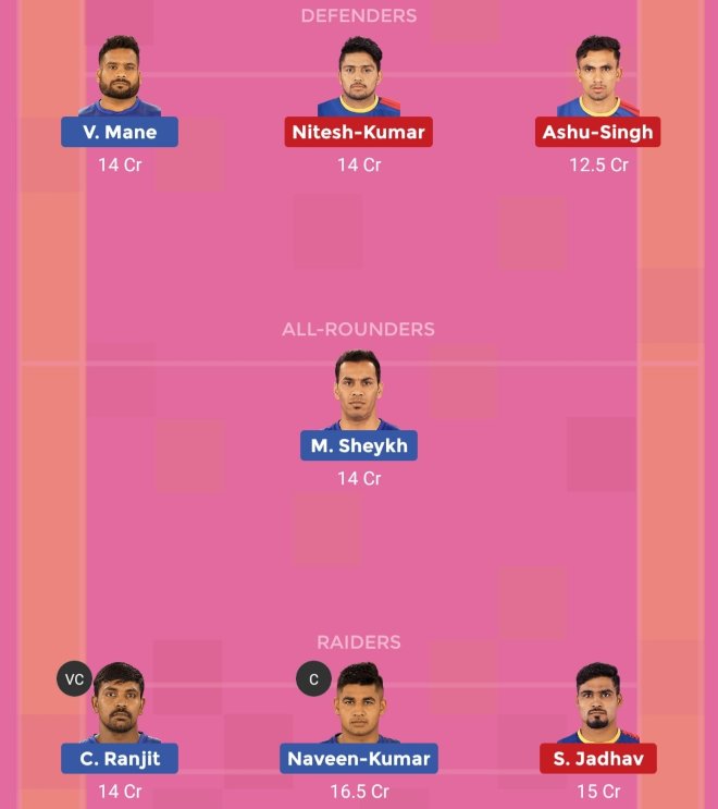 Dabang Delhi vs UP Yoddha Dream11 Prediction Team 1 Match 59 Pro Kabaddi 2019
