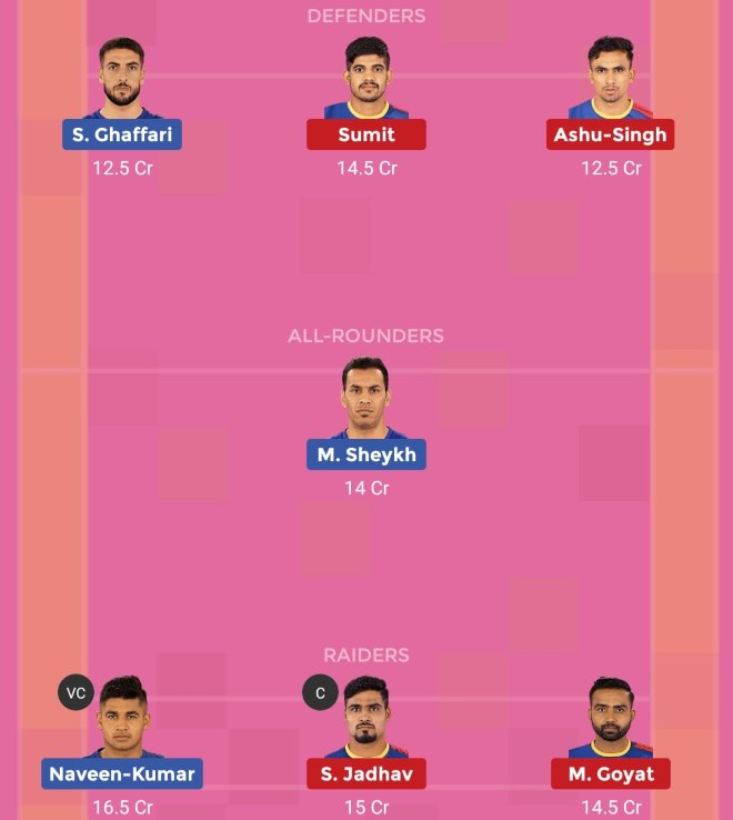 Dabang Delhi vs UP Yoddha Dream11 Prediction Team 2 Match 59 Pro Kabaddi 2019