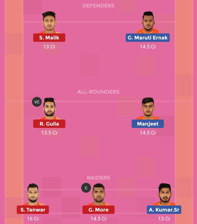 Gujarat Fortunegiants vs Puneri Paltan Dream11 Team 2 Match 28 Pro Kabaddi 2019
