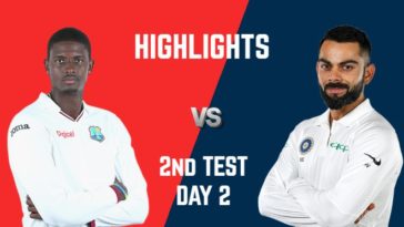 VIDEO Highlights WI vs IND 2nd Test Day 2 India Tour of West Indies 2019