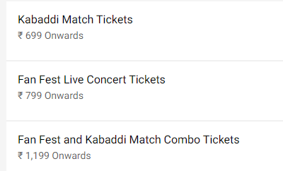 Pro Kabaddi 2019 Final Ticket Price List