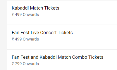 Pro Kabaddi 2019 Playoffs Ticket Price List