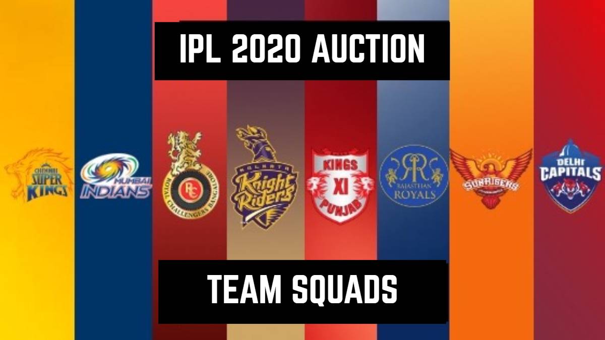 IPL 2020 Auction Full Squad of Eight Teams