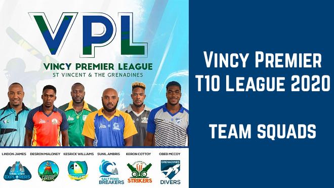 Vincy Premier T10 League 2020 team squads and team players list: VPL T10 2020