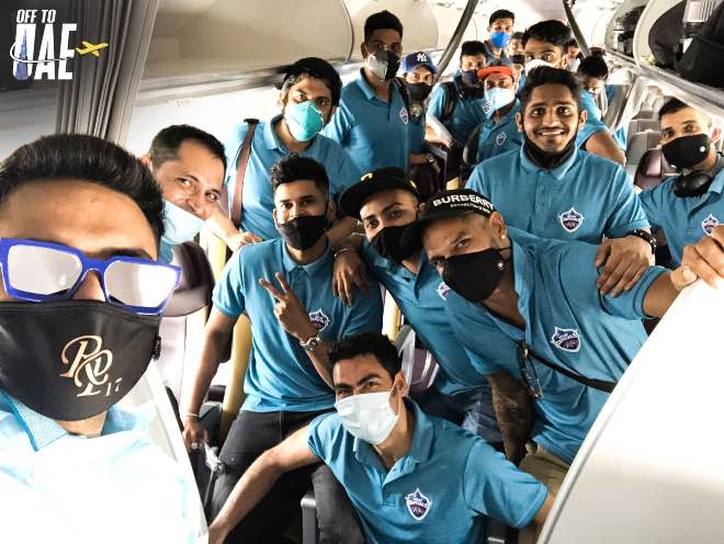 Delhi Capitals inflight to UAE