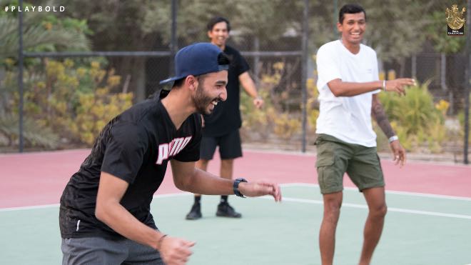 Royal Challengers Bangalore enjoying at their hotel sports complex