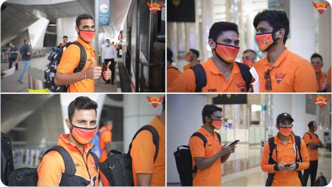 Sunrisers Hyderabad team at Dubai International Airport