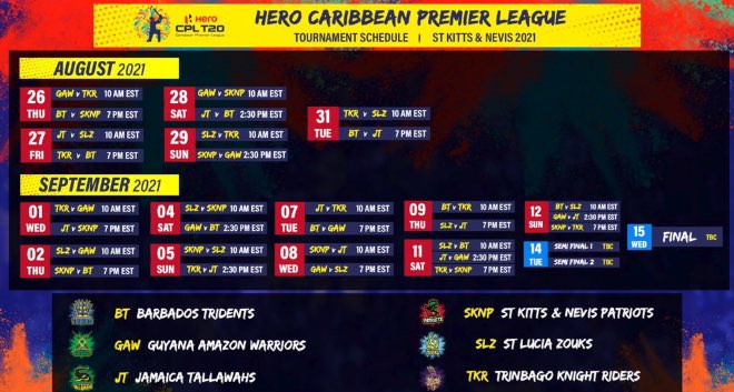 Caribbean Premier League 2021 Schedule