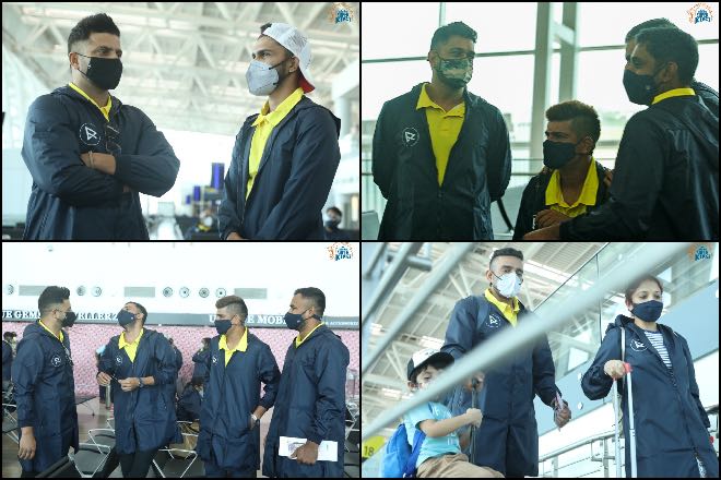 Chennai Super Kings at Chennai Airport before departure