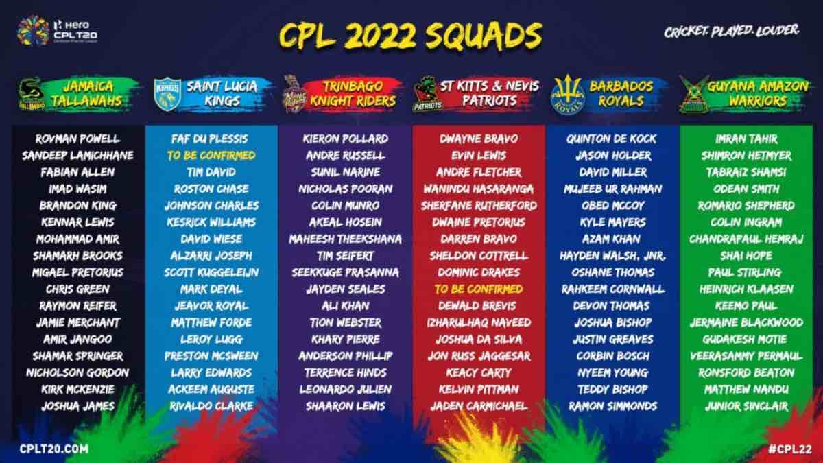 CPL 2022 Full Squads: Caribbean Premier League 2022 players list