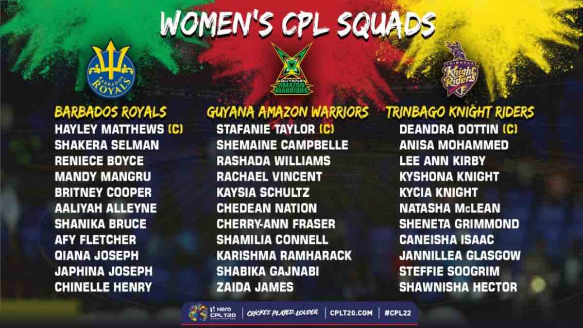 WCPL 2022: Women’s CPL 2022 teams drafted; Hayley Matthews, Stafanie Taylor and Deandra Dottin to lead