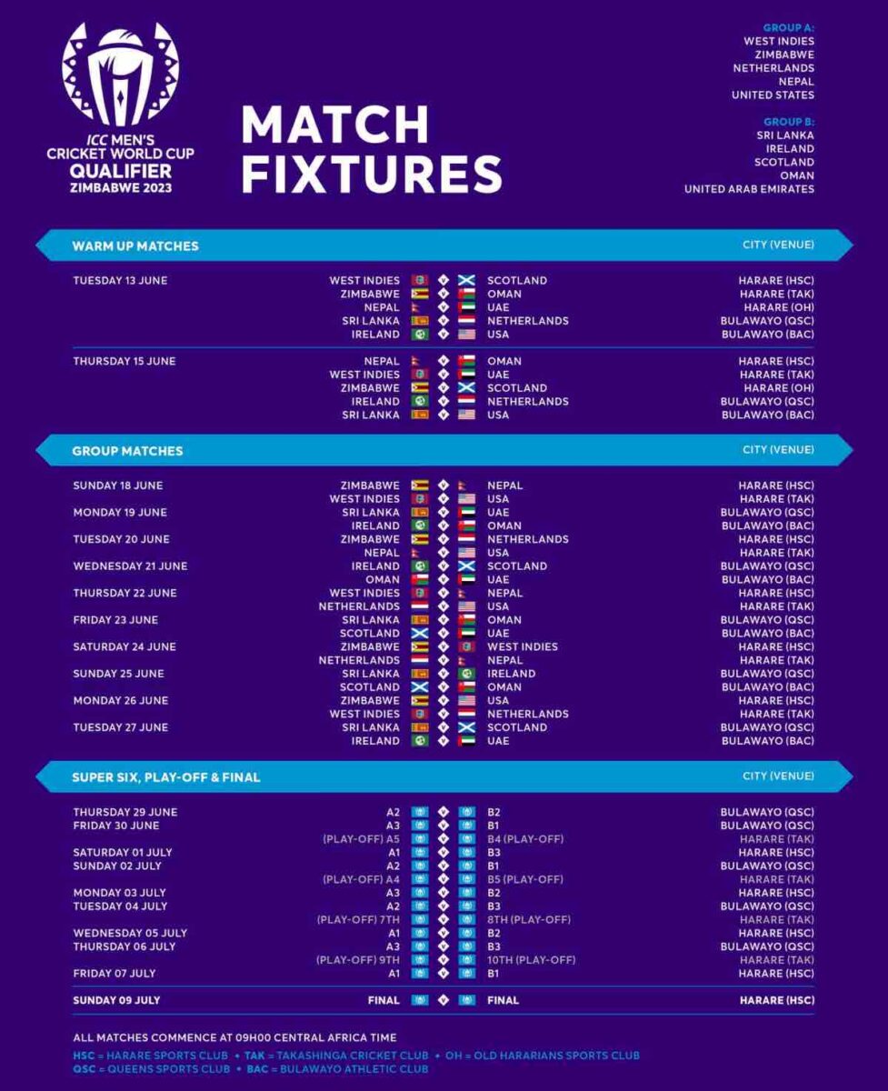 ICC Men’s cricket World Cup Qualifier 2023 Schedule