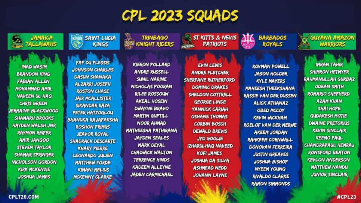 CPL 2023 Full Line-up: Caribbean Premier League 2023 Player List